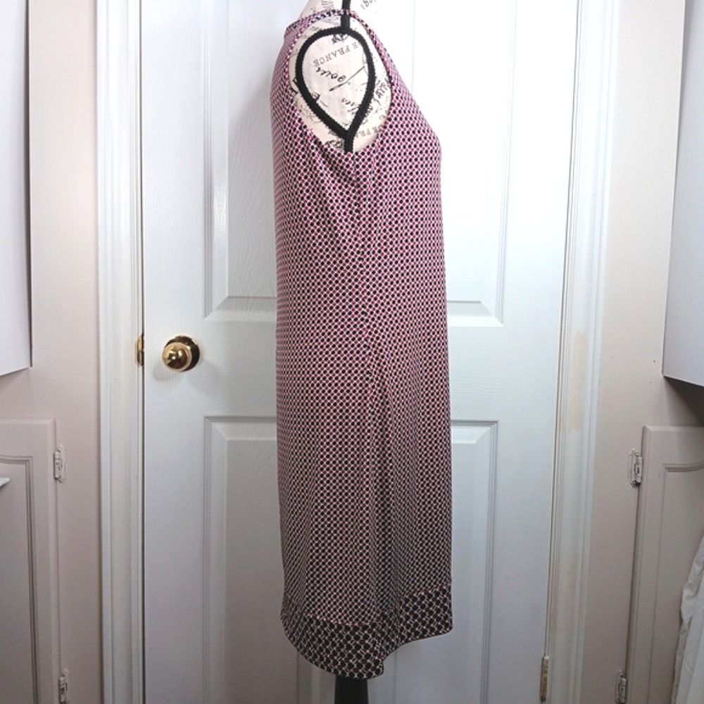 Michael Kors Sleeveless Midi Dress Women's Size M Burgundy Pink Black Patterned - Picture 7 of 12